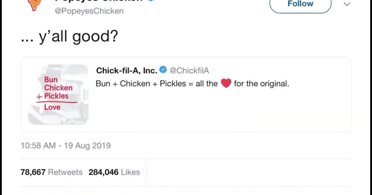 A twoword tweet from Popeyes set the on fire Ad