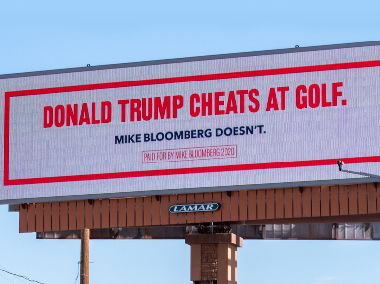 Bloomberg trolls President Trump with mocking billboards, but they backfire as memes