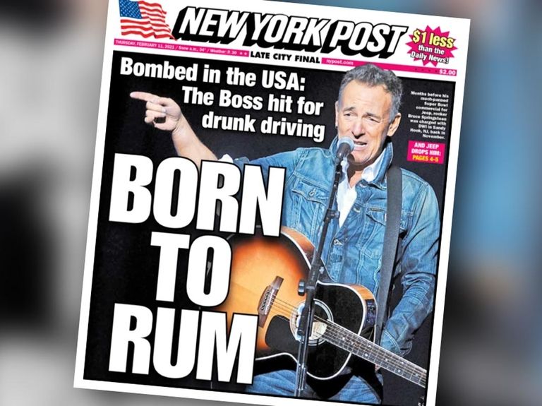 ‘Born to Rum’: See the other Springsteen DWI cover lines the New York Post didn’t use