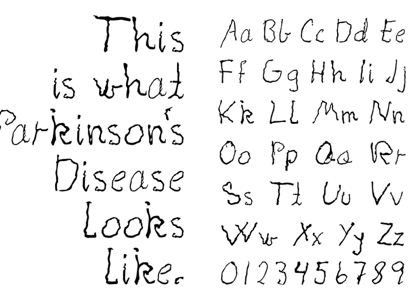 This typeface is based on the handwriting of a woman with Parkinson's