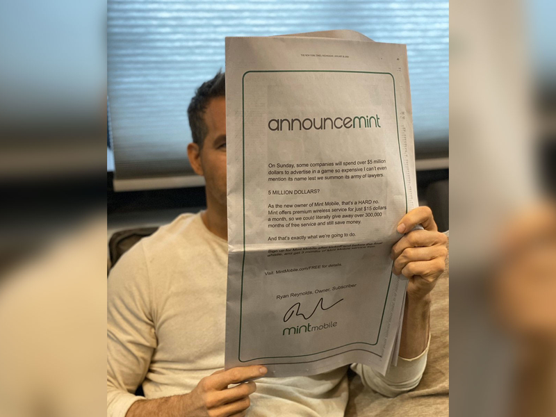 Ryan Reynolds serves up Super Bowl stunt for Mint Mobile Ad Age