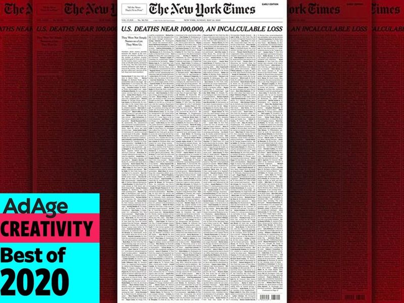 Best of 2020 No. 19: The New York Times' name-filled front page ...