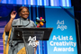 Amani Duncan accepting and award at Ag Age A List