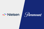 Nielsen logo on the left side of a split image, with the Paramount logo on the opposite side.